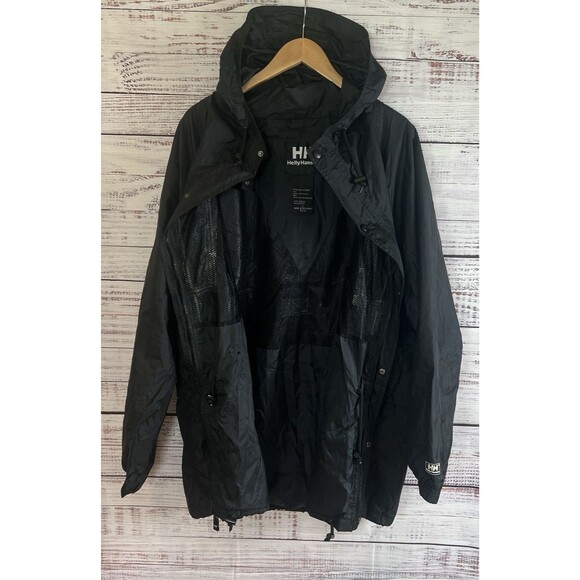 Helly Hansen Storm Jacket Mens L Black Hooded Vintage Y2K Windbreaker Waterproof - Picture 2 of 15